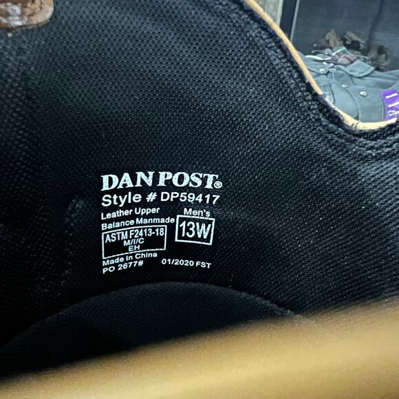 DAN POST MEN'S STORM TIDE WP Leather Western Work Boot DP56417 Brown 13 W - Picture 8 of 9